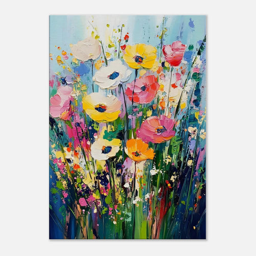 Artfulprints Canvas Colourful flowers canvas - 40x60 cm - Meerkleurig