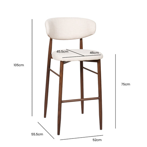 Giga Meubel Barkruk Alexia - Stof/Metaal - Taupe - Set van 2 - vtwonen shop