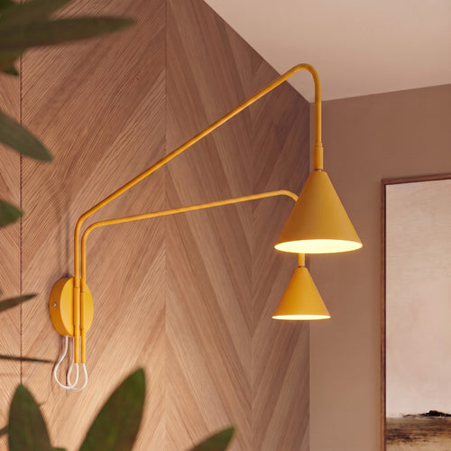 Sollux Lighting Wandlamp NOX 2 geel met schakelaar - 150x80x30cm