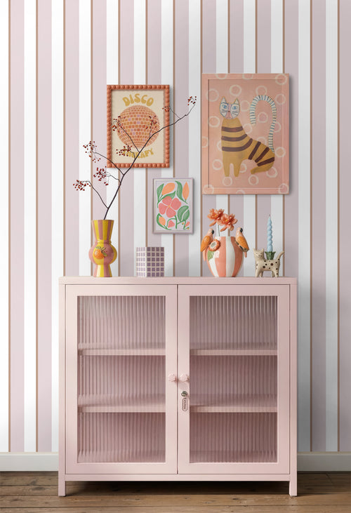 ESTAhome behang strepen lila paars en wit - 50 x 900 cm - 131907