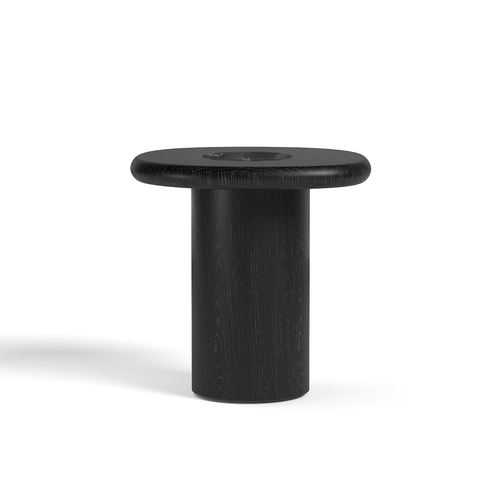 Premium Interiors - Bijzettafel MARSULA - multiplex en marmer zwart marmer en zwarte voet 48.5cm