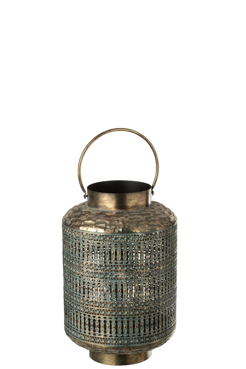 J-Line lantaarn Antiek Cilinder - ijzer - brons - small