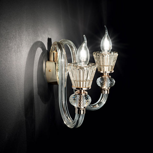 Ideal Lux Strauss - 2 Light Indoor Glass Candle Wandlamp Rose Gold, E14
