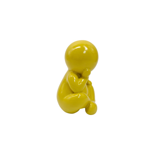 Present Time ornament Amigo Sitting Medium - geel - 11.3x10.2x16.3cm