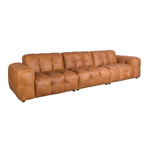 Dutchbone Hackman 4,5-zitsbank Leer Cognac Bruin - vtwonen shop