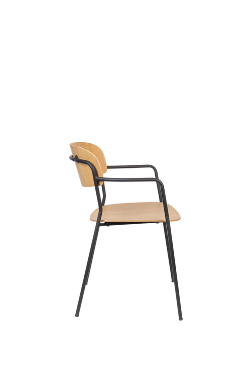 Housecraft Living Jolien Eetkamerstoelen armleuning Zwart/Wood - Set van 2 - vtwonen shop