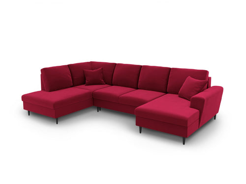 Cosmopolitan Design Links panoramische slaapbank met opbergdoos Kyoto 7-zits, flueel rood - 194x313x88cm
