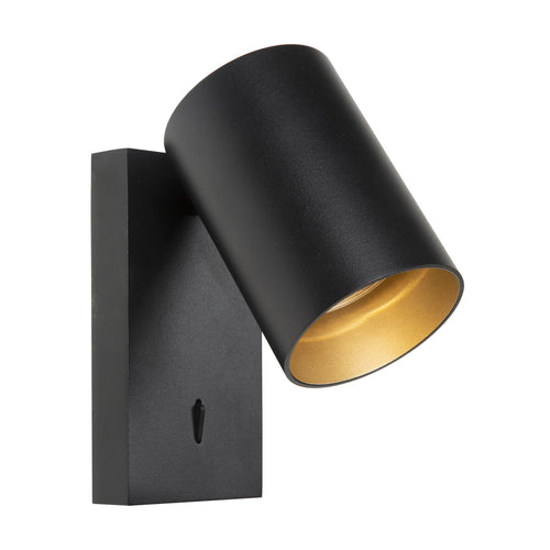 Atmooz wandlamp Nuo - zwart-goud binnenin - 15 x 10 x H 12 cm - GU10
