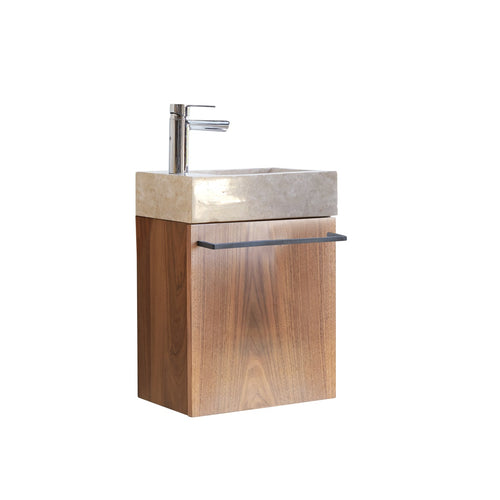 Tikamoon Wastafelmeubel van massief notenhout en crèmekleurig marmer - Beige - vtwonen shop