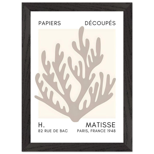 Artfulprints Poster met Lijst Matisse – Coral harmony grey   - A4 21x29.7 cm - Grijs