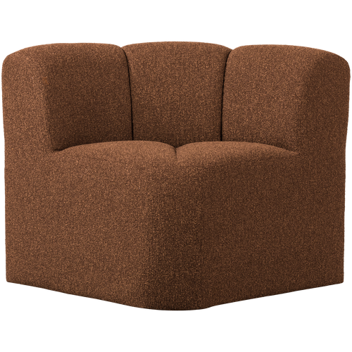 WOOOD eetbankje hoek met rugleuning Mojo - Bouclé - Roestbruin Melange