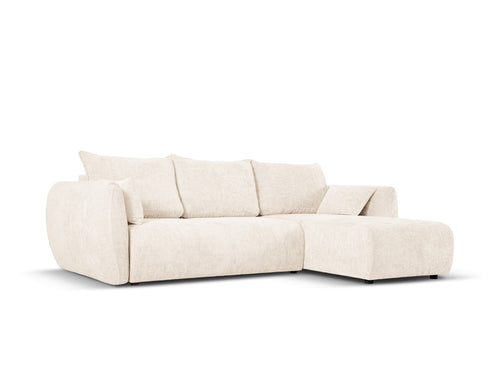 Cosmopolitan Design Converteerbare hoekbank rechts met opbergdoos Matera 4-zits, chenille, lichtbeige - 173x253x86cm