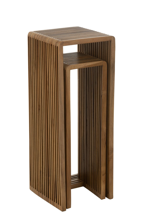 J-Line bijzetafel Kubus - hout - naturel - set van 2