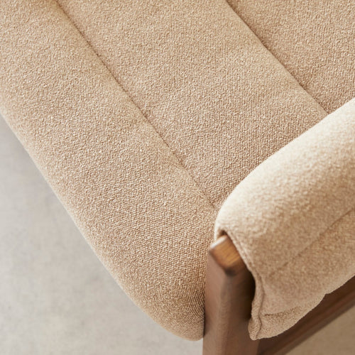 Tikamoon Fauteuil in massief eikenhout en beige stof - Beige