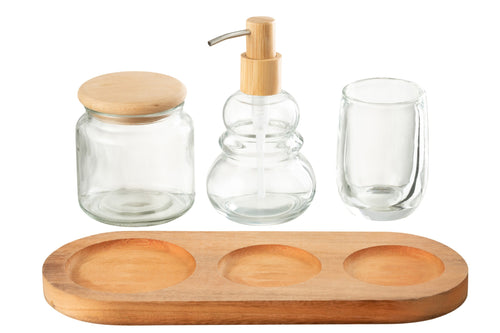 J-Line badkamerset - glas/hout - tansparant