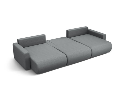 Cosmopolitan Design Converteerbare panoramische bank met opbergdoos Belfast 4-zits, structurele stof grijs - 149x340x84cm