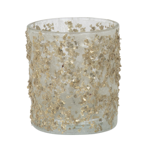 J-Line windlicht Glitter - glas - champagne - small - 4 stuks - vtwonen shop