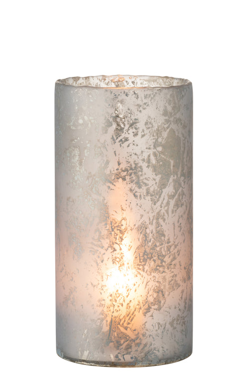 J-Line theelichthouder Rond - glas - sneeuwblauw - extra large - vtwonen shop