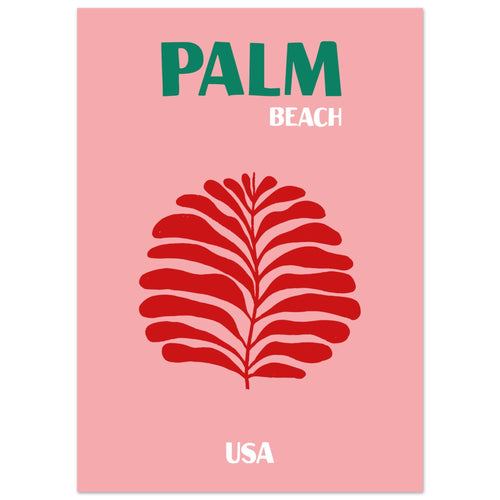 Artfulprints Poster USA - Palm Beach   - 50x70 cm - Roze