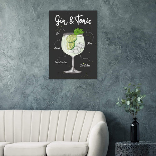 Artfulprints  Gin Tonic cocktail – Illustratie   poster 70x100 cm - vtwonen shop