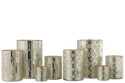 J-Line windlicht - glas - zilver - large - 2 stuks - vtwonen shop