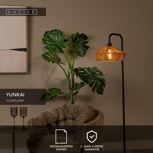 Lucide vloerlamp YUNKAI - 1xE27 - Naturel