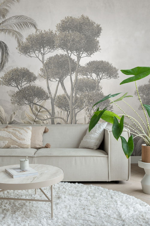 Sanders & Sanders fotobehang jungle-motief vergrijsd groen - 300 x 279 cm - 950026