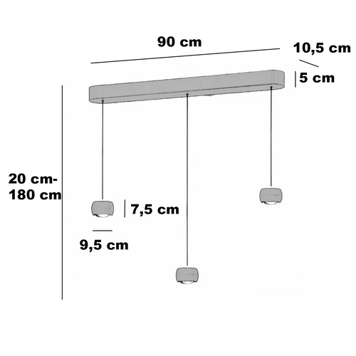 Freelight hanglamp Cosmo - 1 lichts - 90  x 180   cm - beige