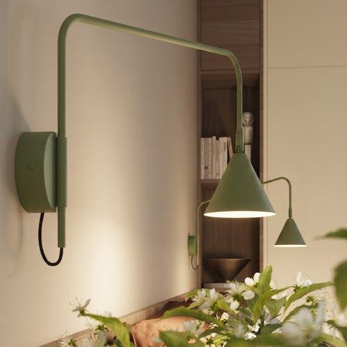 Sollux Lighting Wandlamp NOX 1 olijfgroen met schakelaar - 14x61x30cm