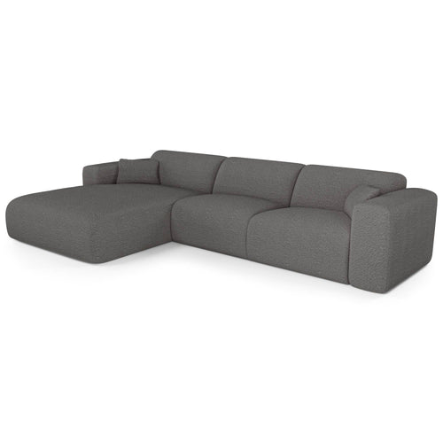 Sia Home - Hoekbanken links MYRA - Bouclette stof - Grafiet grijs - 299cm
