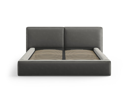 Micadoni Opbergbed met hoofdeinde Jodie 180x200cm, flueel, lichtgrijs - 228x234x108cm