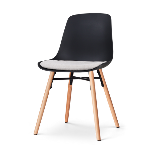 Nolon Nena-Liv Eetkamerstoel Zwart - Beige Kussen - Houten Poten
