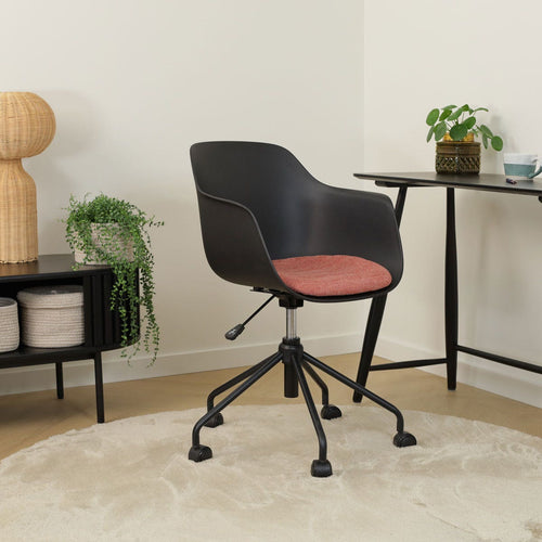 Nolon Nout-Liz Bureaustoel Zwart - Terracotta Kussen - Zwart Onderstel