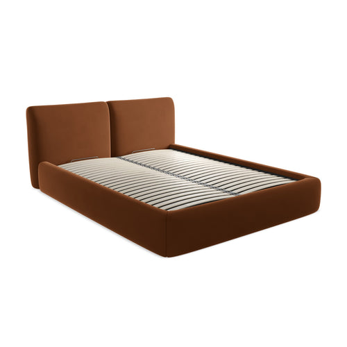 LaMiaSofa Bed met opbergruimte Milano - velours - terracotta - 180x228x82