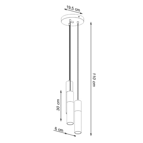 Sollux Lighting Hanglamp BORGIO 3P wit - 20x20x110cm