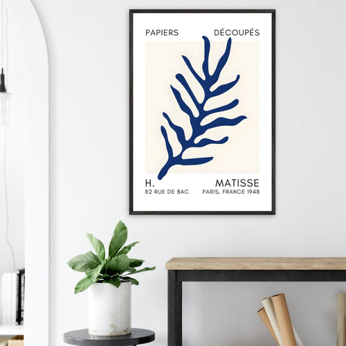 Artfulprints Poster Matisse – Ocean flora navy blue II   - 70x100 cm - Blauw