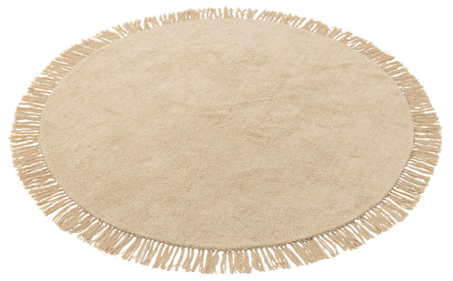 J-Line tapijt Rond + Franjes - katoen - beige - vtwonen shop