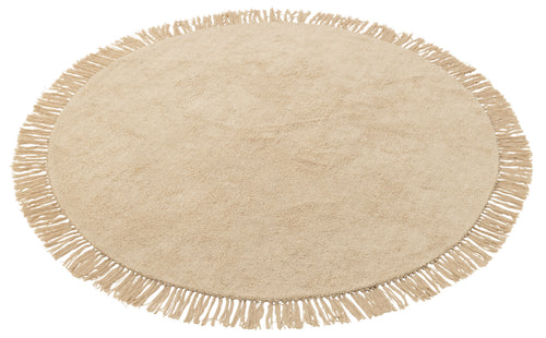 J-Line tapijt Rond + Franjes - katoen - beige
