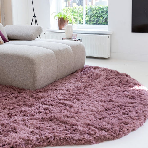 Organisch hoogpolig vloerkleed Pilo Darkpink Polyester Interieur05