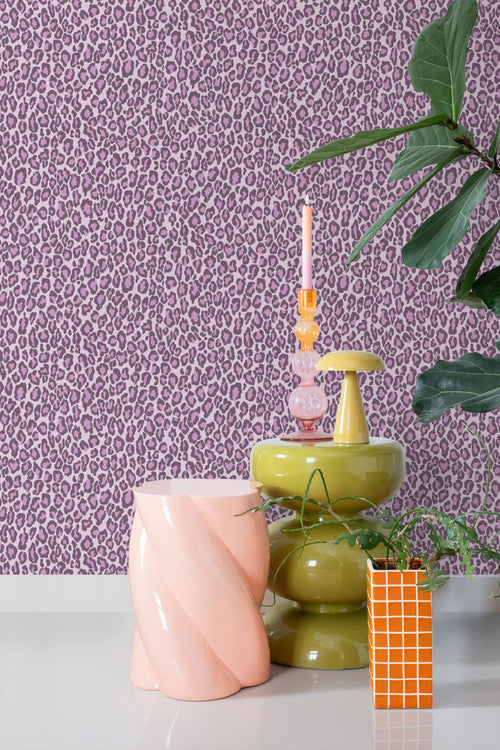 ESTAhome behang panterprint lila paars - 53 cm x 10.05 m - 131403