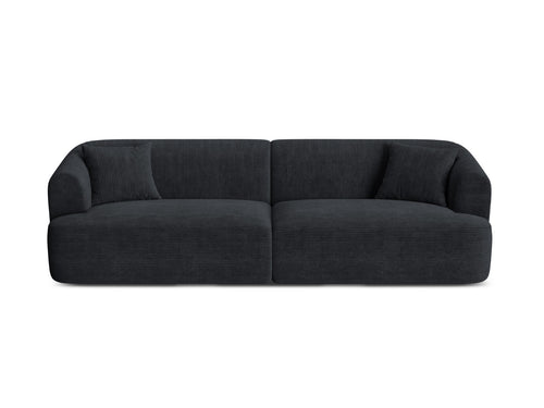 Cosmopolitan Design Modulaire bank Campi 4-zits, ribfluwelen zwart - 90x255x70cm