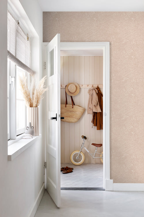 ESTAhome behang 3d golvende lijnen zacht roze - 53 cm x 10.05 m - 139662 - vtwonen shop