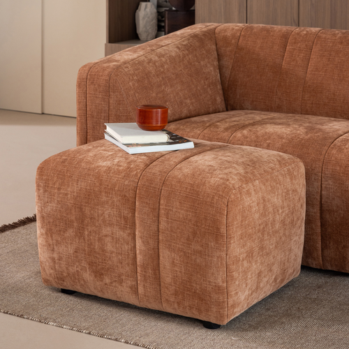 WOOOD hocker Omaire - Chenille - Lichtroze