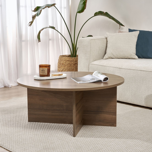 Calicosy - SOLEIL Salontafel met afgerond blad - Naturel - 90x90x40 cm