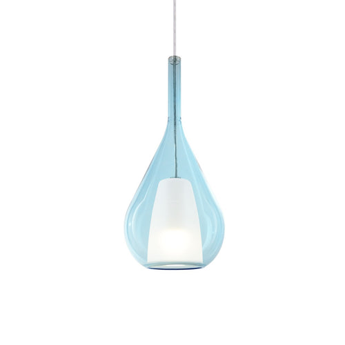 Ideal Lux KALIQUE 18 cm druppelvormige koepel hanglamp voor plafond, hemelsblauw, 1x E27 fitting