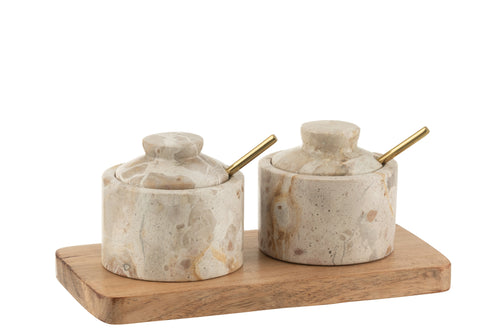 J-Line kruidenset Marmer - steen - naturel/beige - vtwonen shop