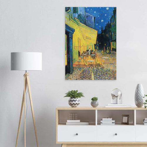 Artfulprints Poster met Lijst Vincent van Gogh - Caféterras bij nacht   - 70x100 cm - Meerkleurig