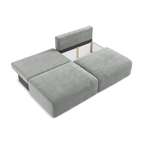 LaMiaSofa 3-zits slaapbank Ostia - chenille stof - grijs - 216x102x79