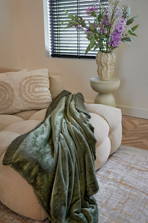 Mica Decorations Mardy Fleece Plaid - L200 x B150 cm - Donkergroen - vtwonen shop