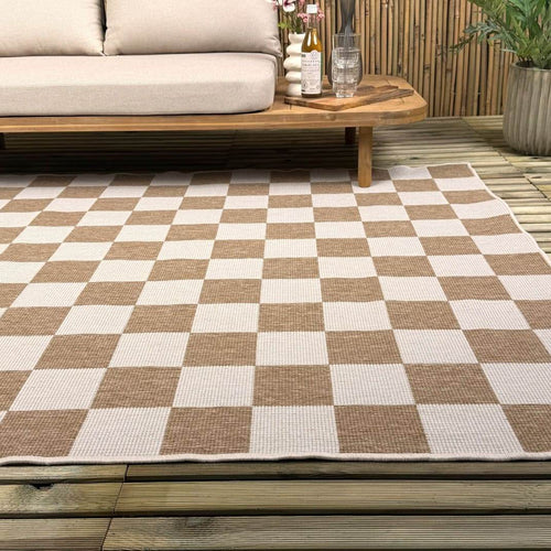Buitenkleed Level blokken - checkerboard jute - Interieur05 - 200 x 290 cm - vtwonen shop